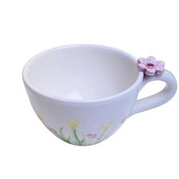 Bomboniera battesimo tazza ceramica con fiori